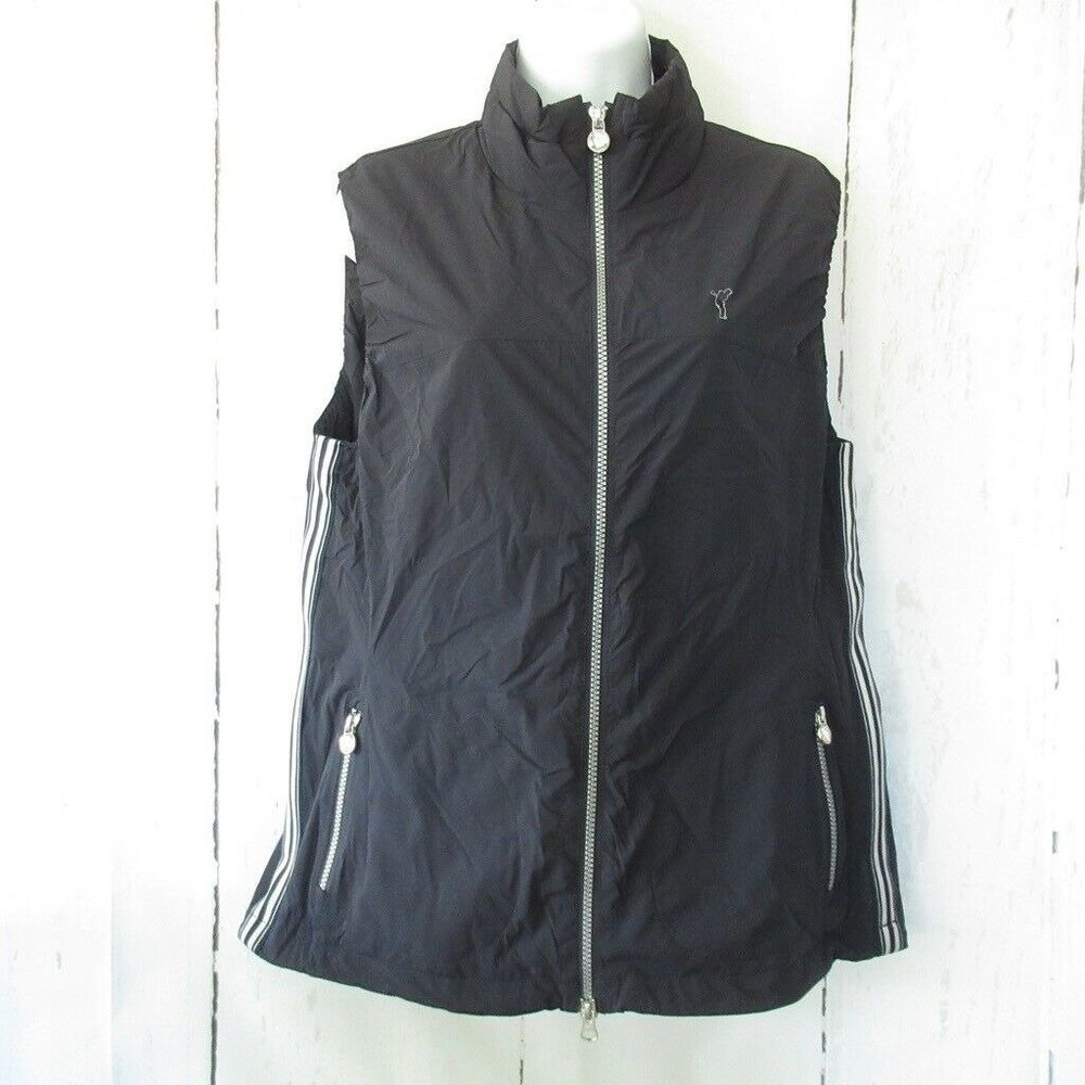 EUC Golfino Vest 10 M L Navy Blue Side Stripe Windproof Waistcoat Jacket Golf